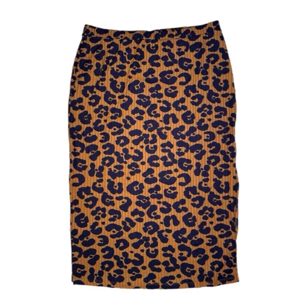 Lularoe Womens Skirt Size 3XL Violet Midi Leopard Cheetah Ribbed Black Brown NWT